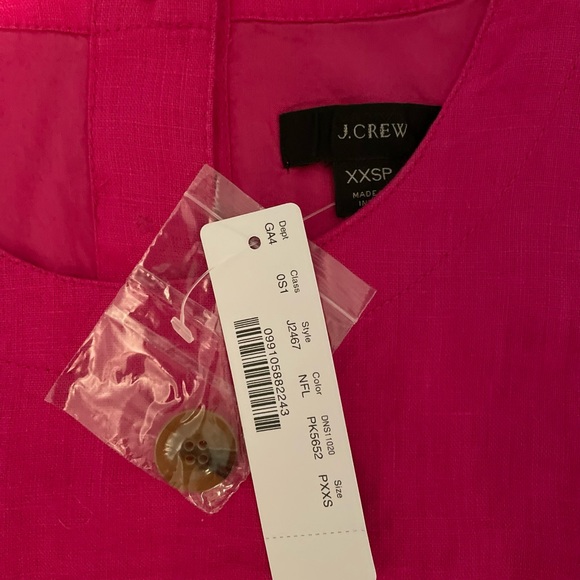 J.Crew sleeveless linen dress. Hot pink and brown buttons down back. XXSP - Picture 3 of 3